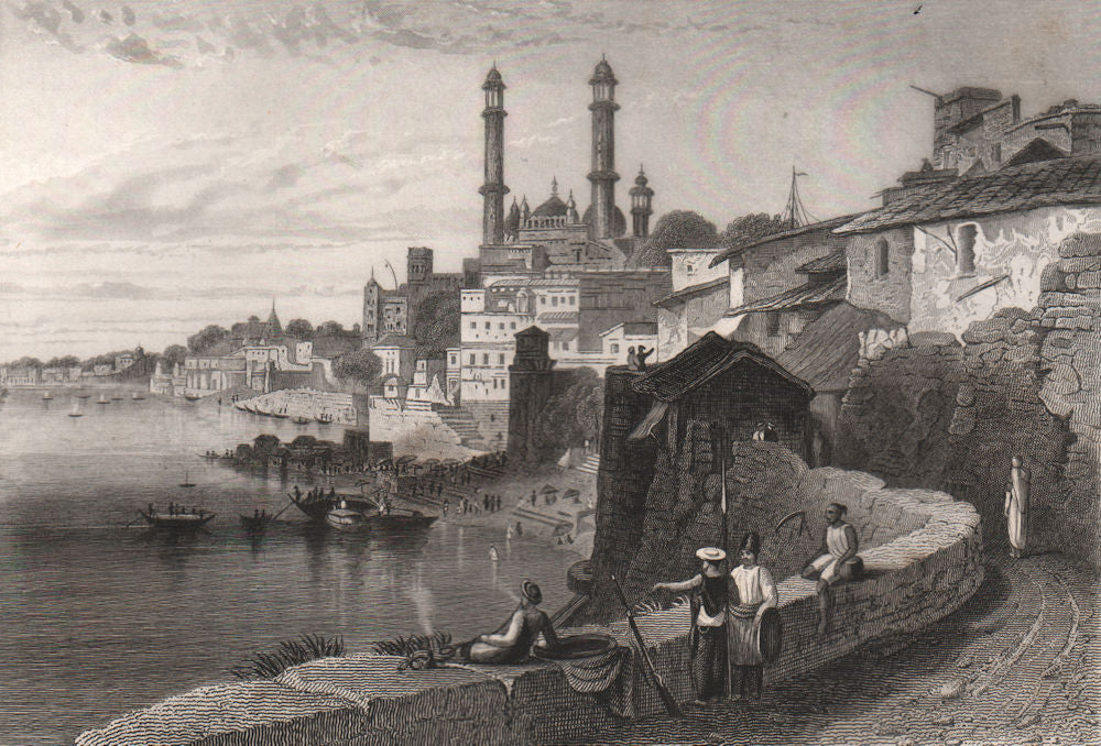 VARANASI. 'Benares'. Ghats. India 1855 old antique vintage print picture